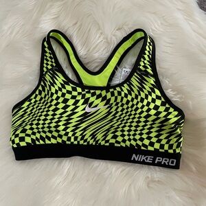 Nike Pro Women's Sports Bra - Black and Yellow Checkered